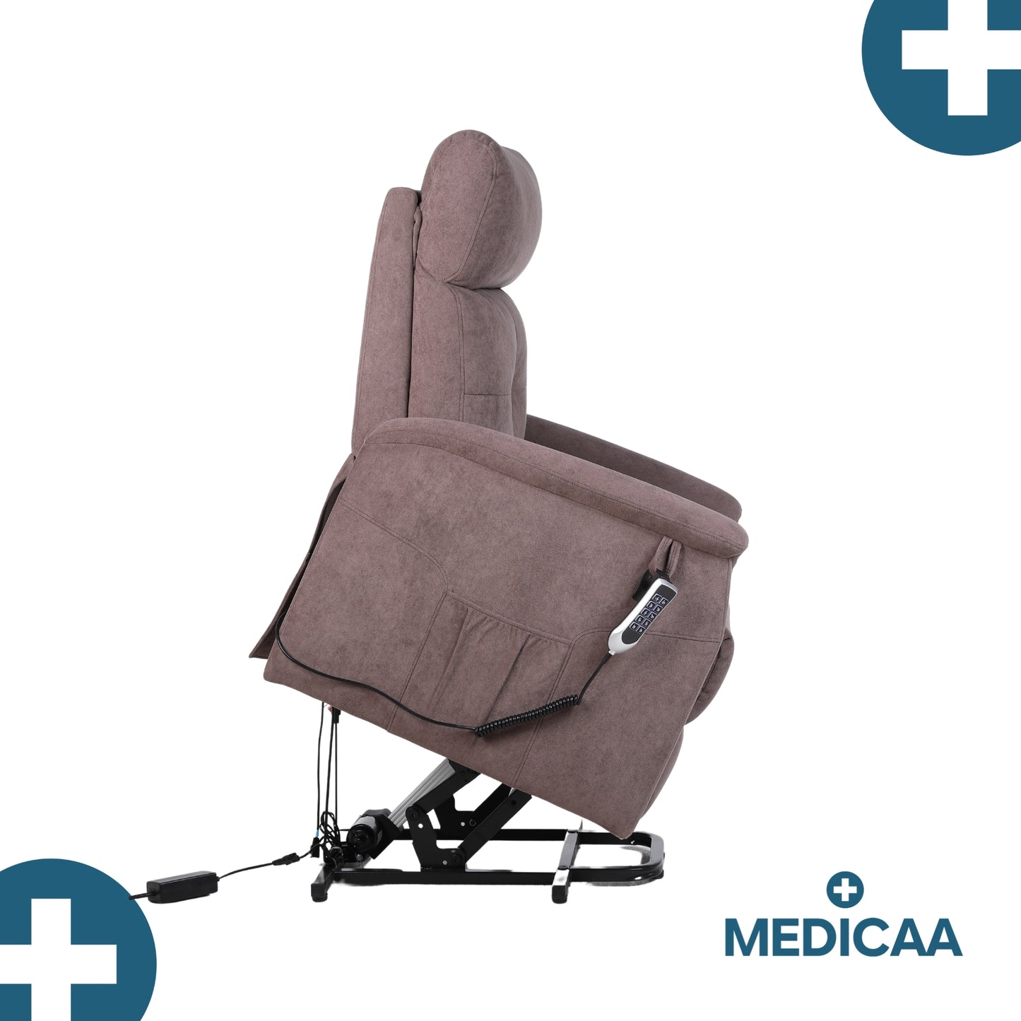 Fauteuil relax releveur 5 fonctions (4 moteurs) – Raymond – Marron