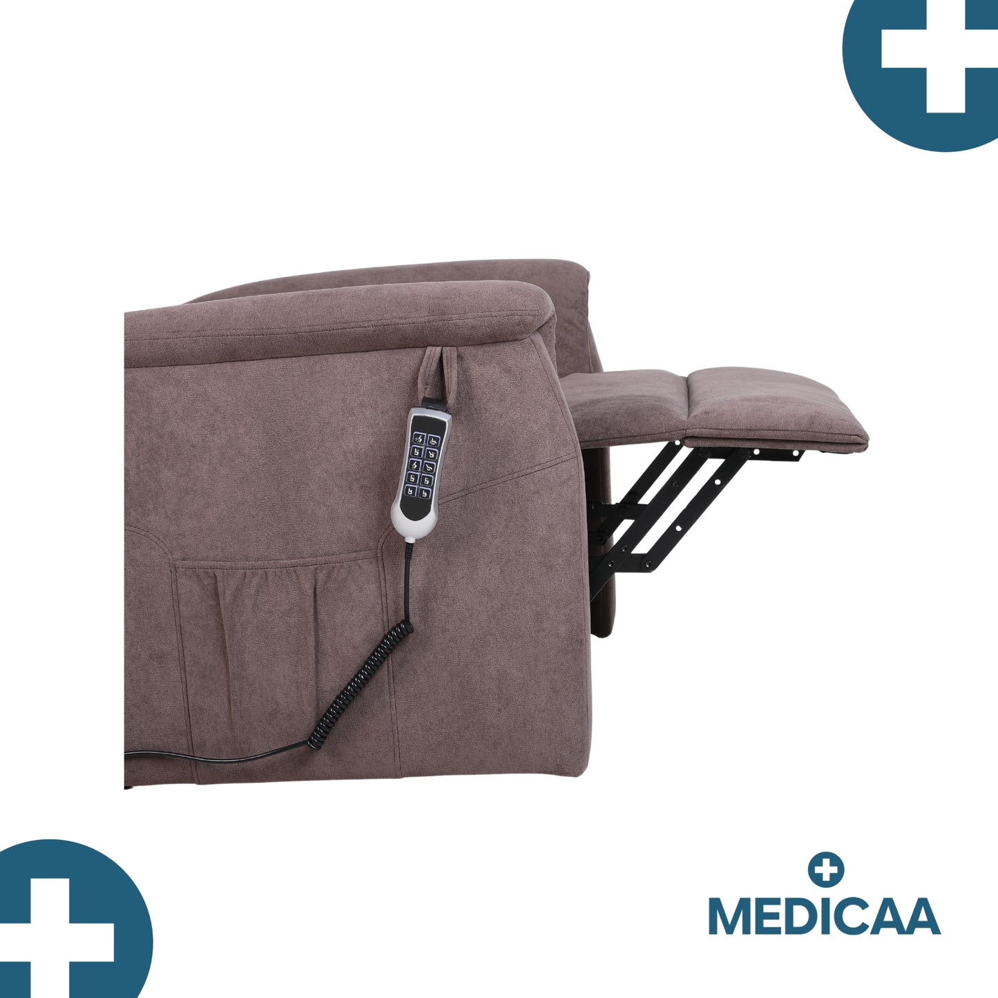 Fauteuil relax releveur 5 fonctions (4 moteurs) – Raymond – Marron