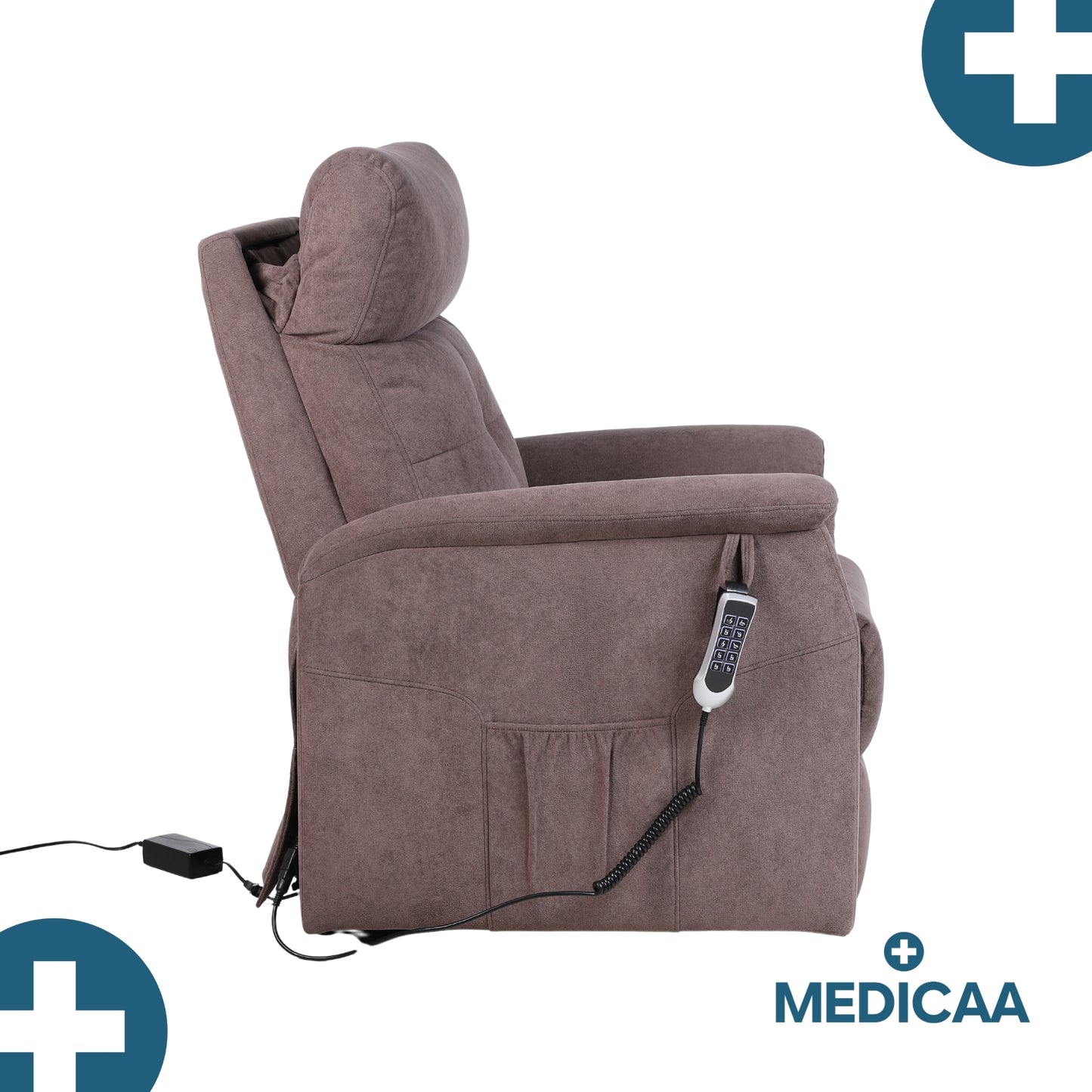 Fauteuil relax releveur 5 fonctions (4 moteurs) – Raymond – Marron