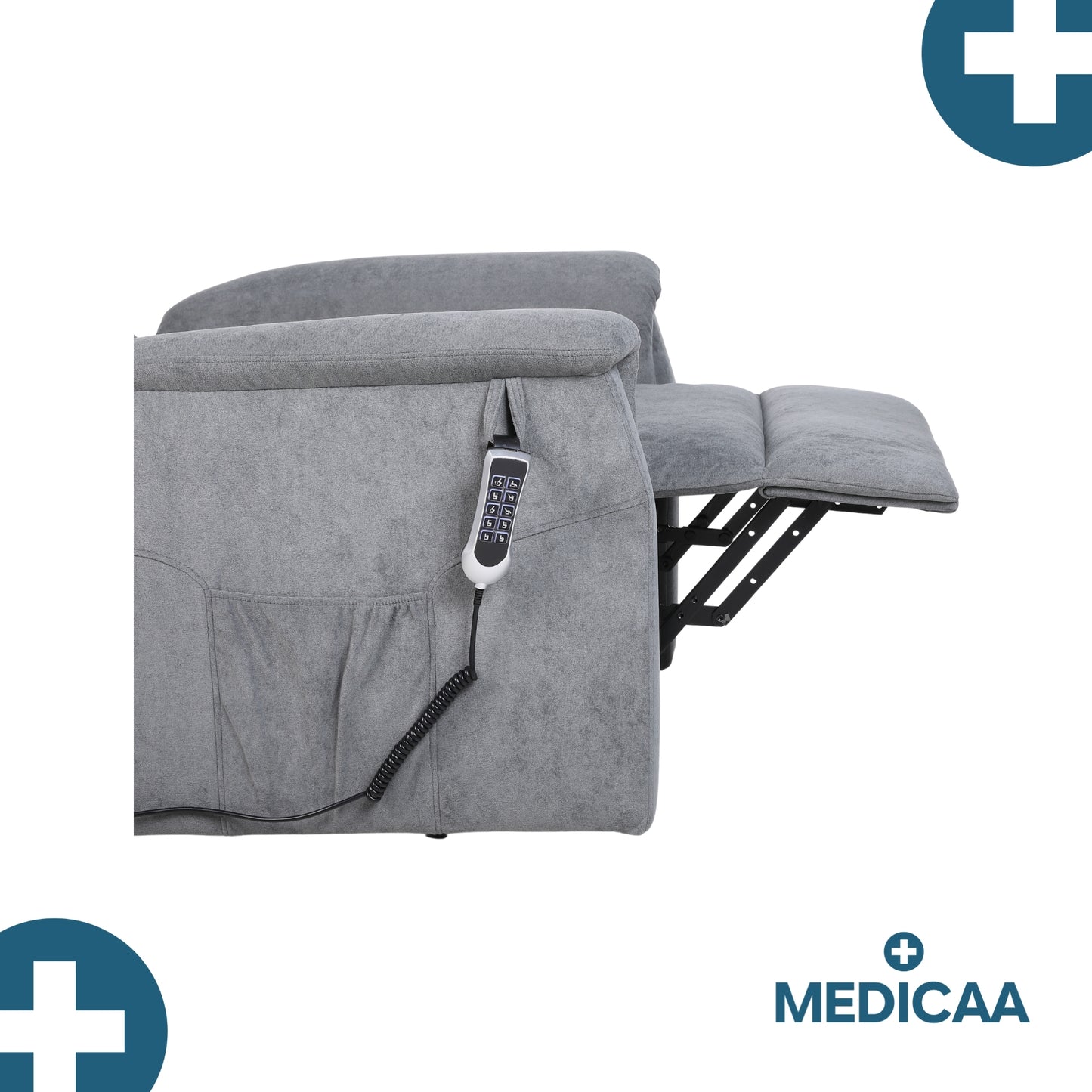 Fauteuil relax releveur 5 fonctions (4 moteurs) – Raymond – Gris