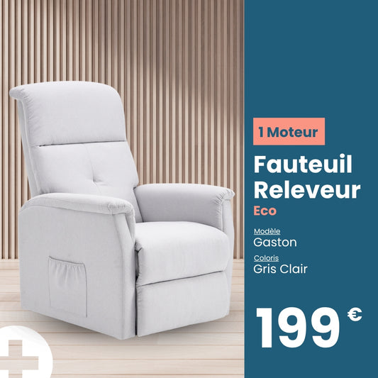Fauteuil releveur eco 1 moteur gaston gris clair