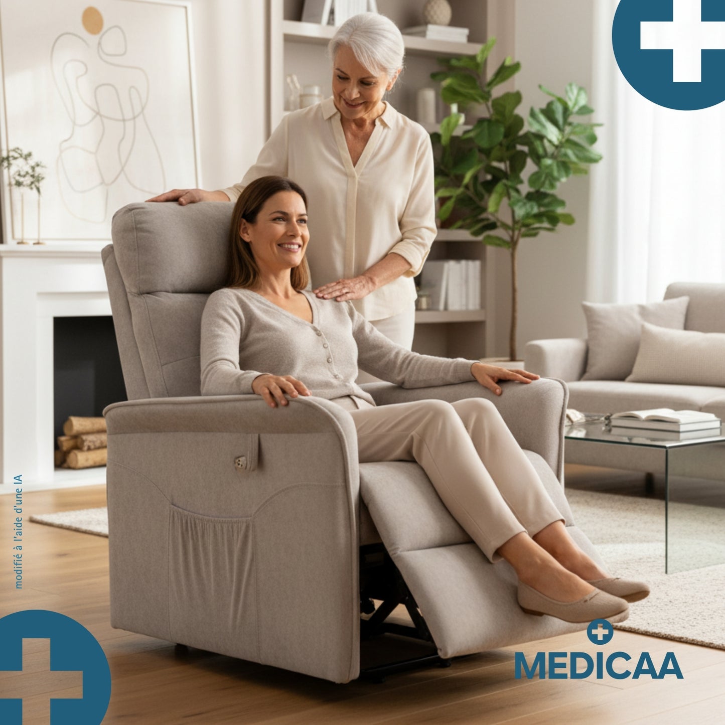 Fauteuil Releveur Premium - 2 Moteurs - Gris Clair - Modèle Fernand - Tranquille Émile