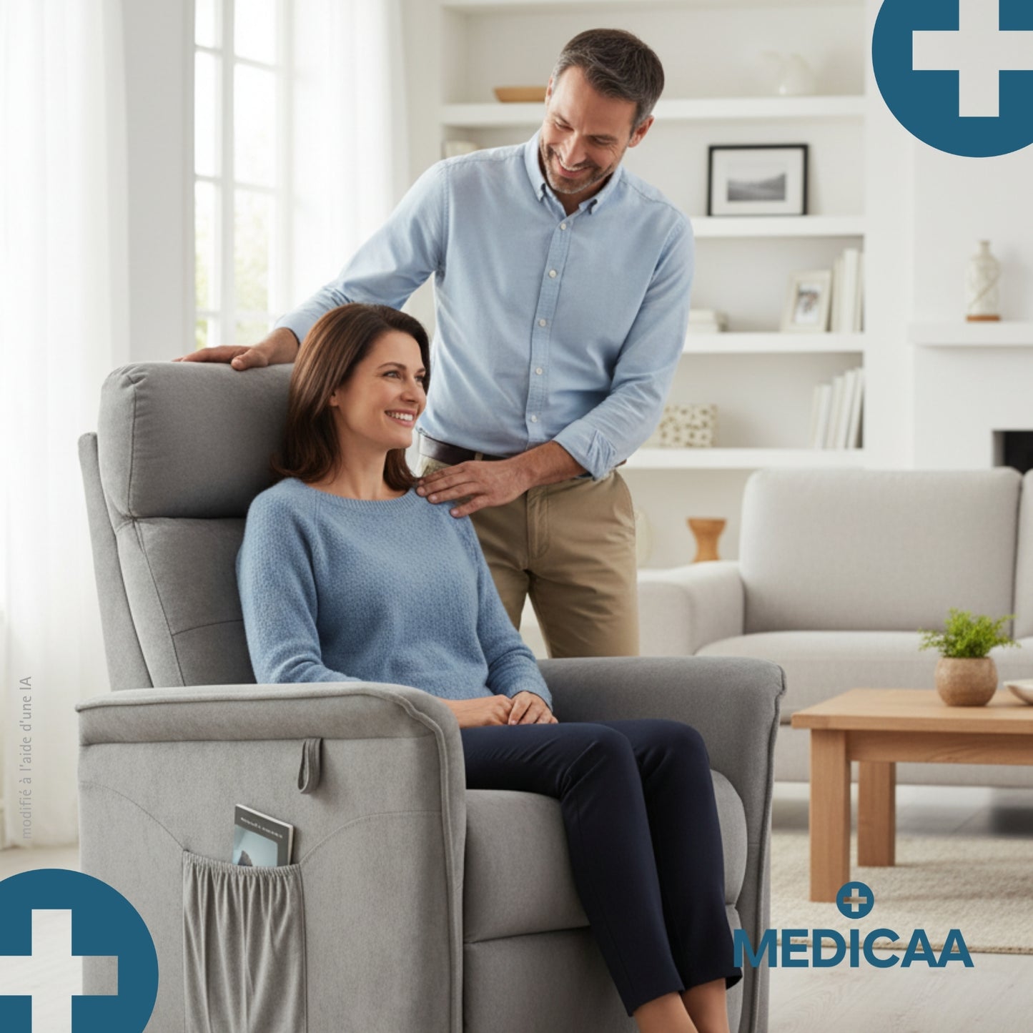 Fauteuil Releveur Éco - 2 Moteurs - Gris Foncé - Modèle Lucien - Tranquille Émile