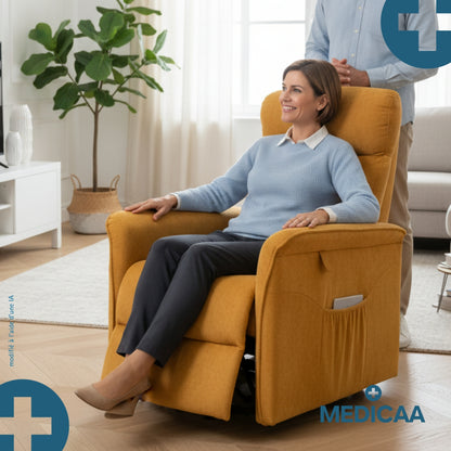 Fauteuil Releveur Premium - 2 Moteurs - Jaune - Modèle Fernand - Tranquille Émile