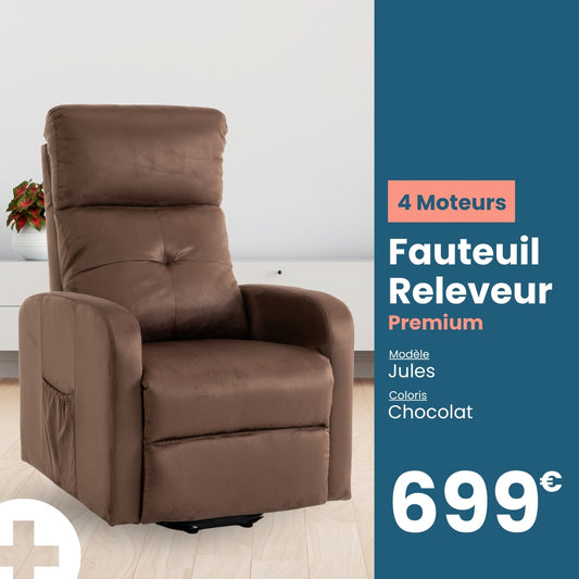 Fauteuil releveur premium 4 moteurs Jules tranquille emile Chocolat