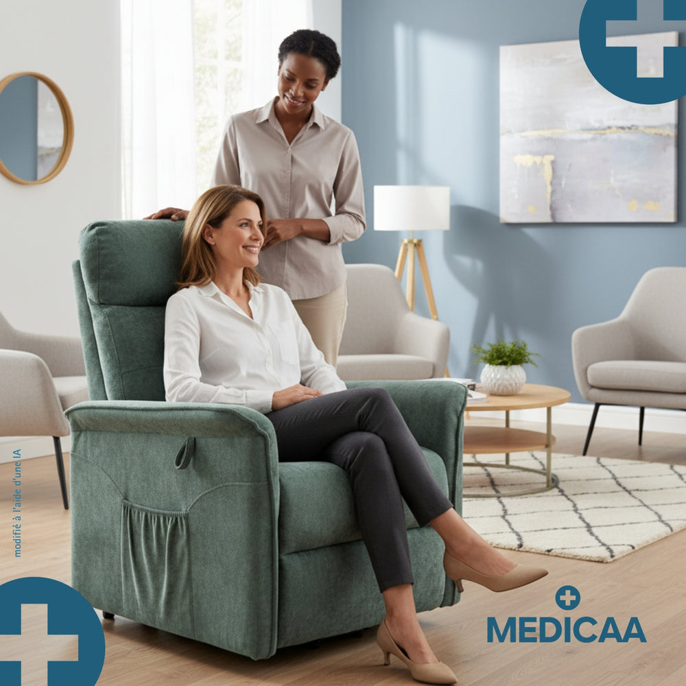 Fauteuil Releveur Premium - 2 Moteurs - Vert - Modèle Fernand - Tranquille Émile