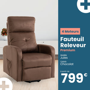 Fauteuil Releveur Premium - 4 Moteurs - Chocolat - Modèle Jules - Tranquille Émile
