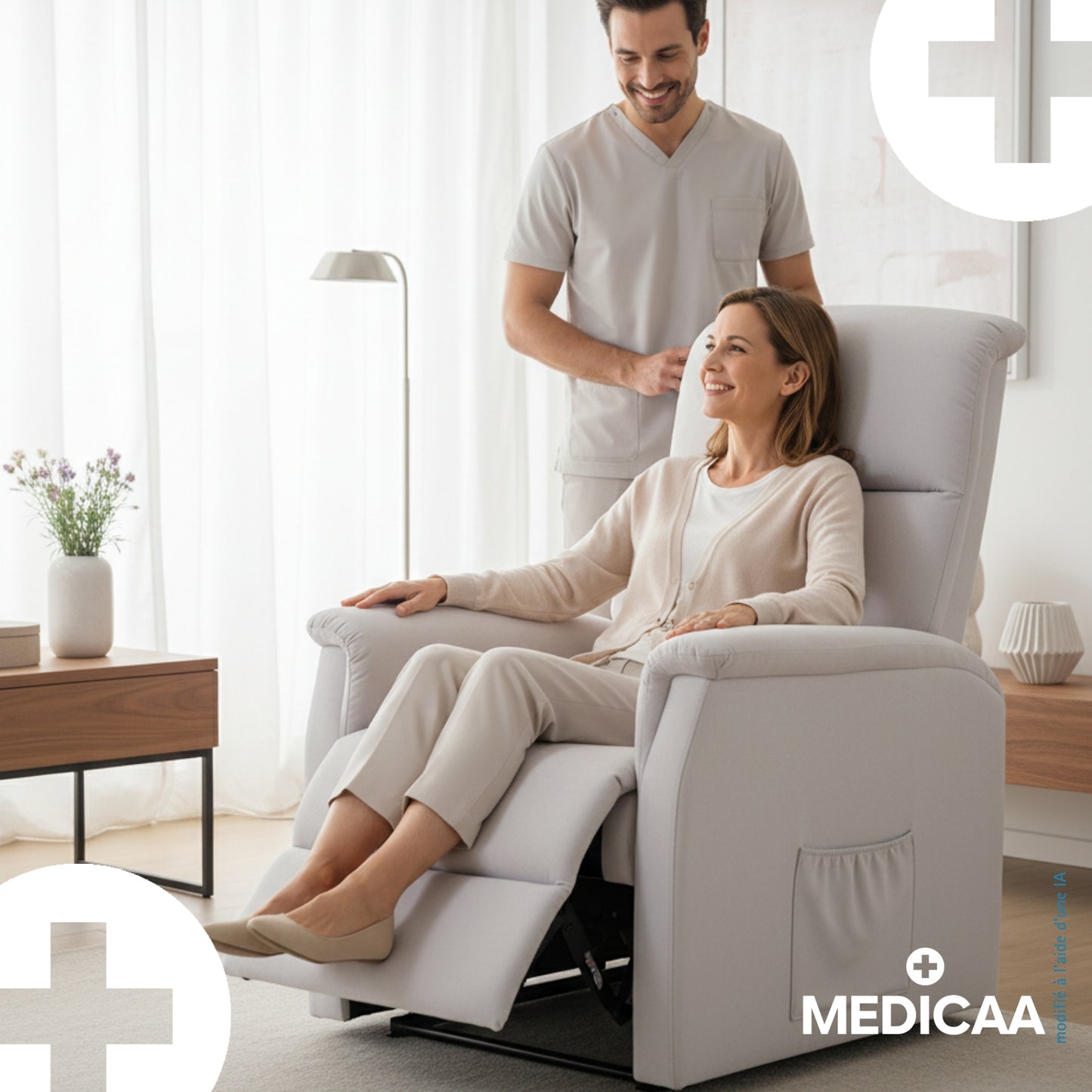 Fauteuil Releveur Éco - 1 Moteur - Gris Clair - Modèle Gaston - Tranquille Émile