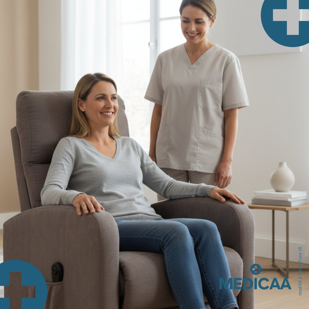 Fauteuil Releveur Premium - 1 Moteur - Gris Souris - Modèle Robert - Tranquille Émile