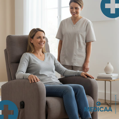 Fauteuil Releveur Premium - 1 Moteur - Gris Souris - Modèle Robert - Tranquille Émile